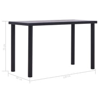 vidaXL Mesa de jantar 120x60x75 cm MDF preto e cinzento cimento