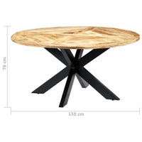 vidaXL Mesa de jantar redonda 150x76 cm madeira de mangueira maciça