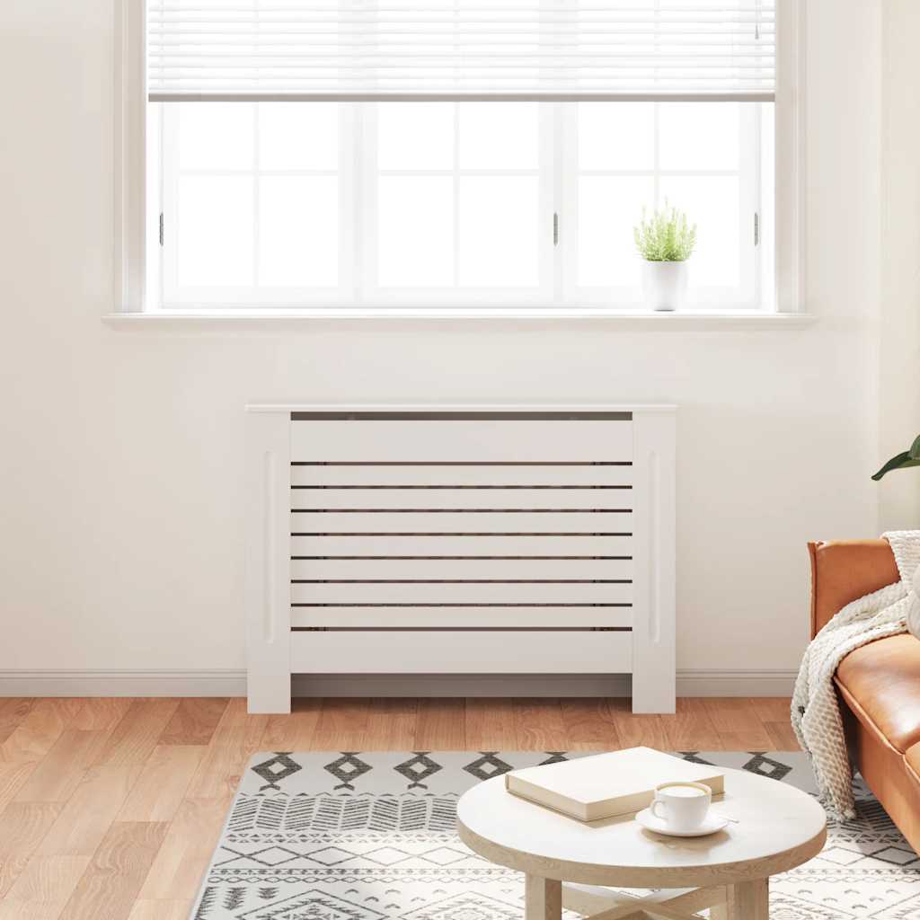 vidaXL Cobertura de radiador 112x19x81,5 cm MDF branco