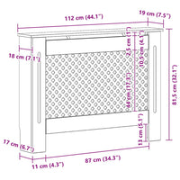 vidaXL Cobertura de radiador 112x19x81,5 cm MDF branco