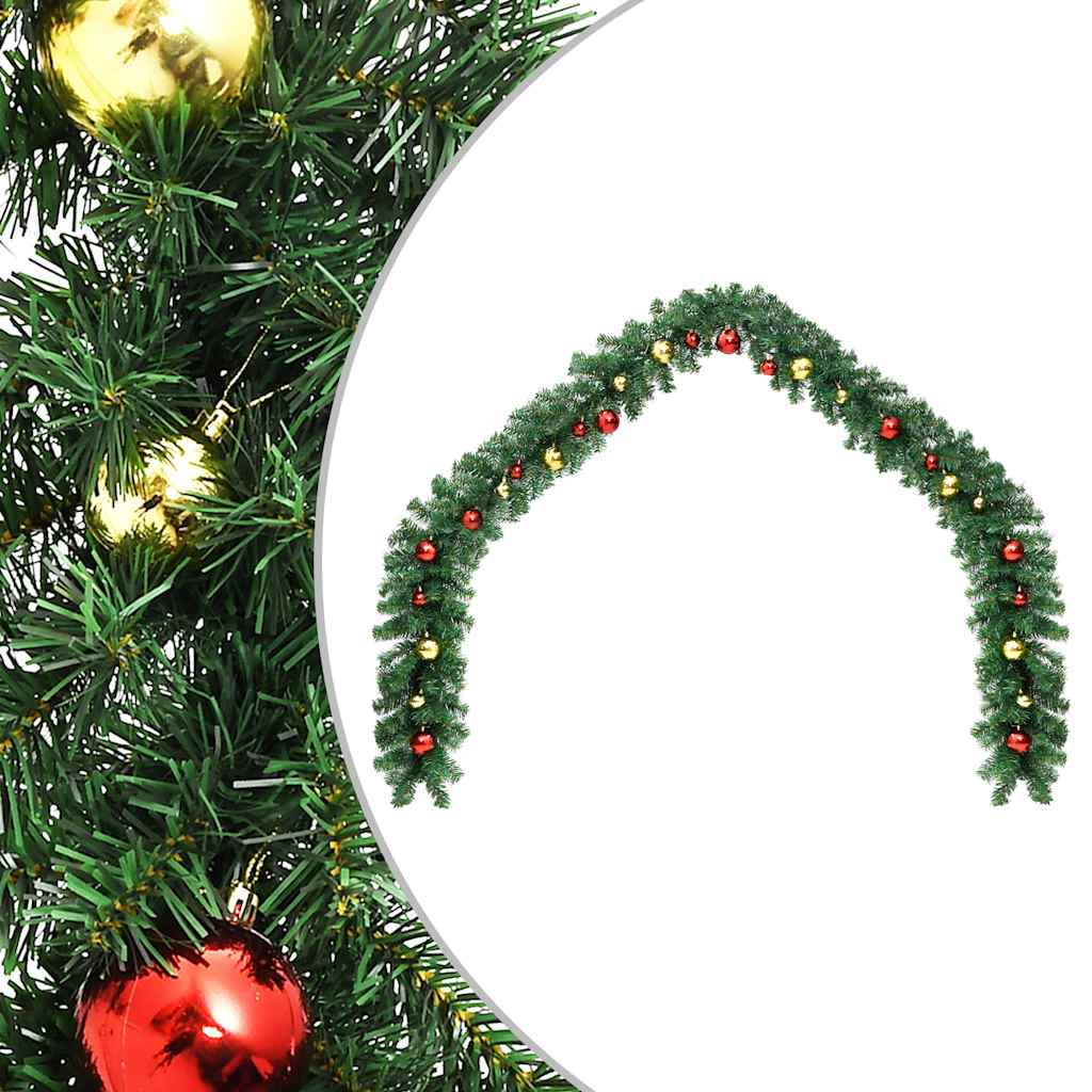 vidaXL Grinalda de Natal decorada com enfeites 5 m