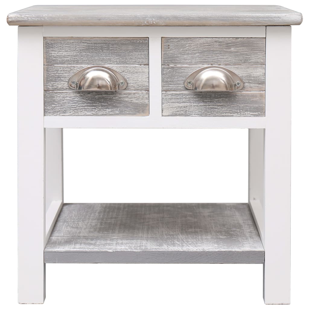 vidaXL Mesa de apoio 40x40x40 cm madeira de paulownia cinzento