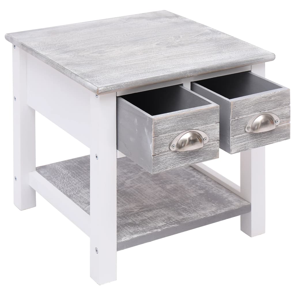vidaXL Mesa de apoio 40x40x40 cm madeira de paulownia cinzento