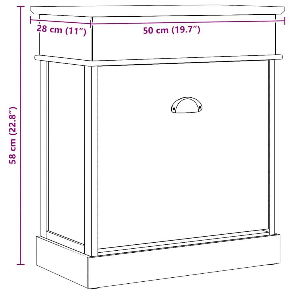 vidaXL Sapateira 50x28x58 cm madeira de paulownia cinzento