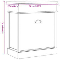 vidaXL Sapateira 50x28x58 cm madeira de paulownia cinzento
