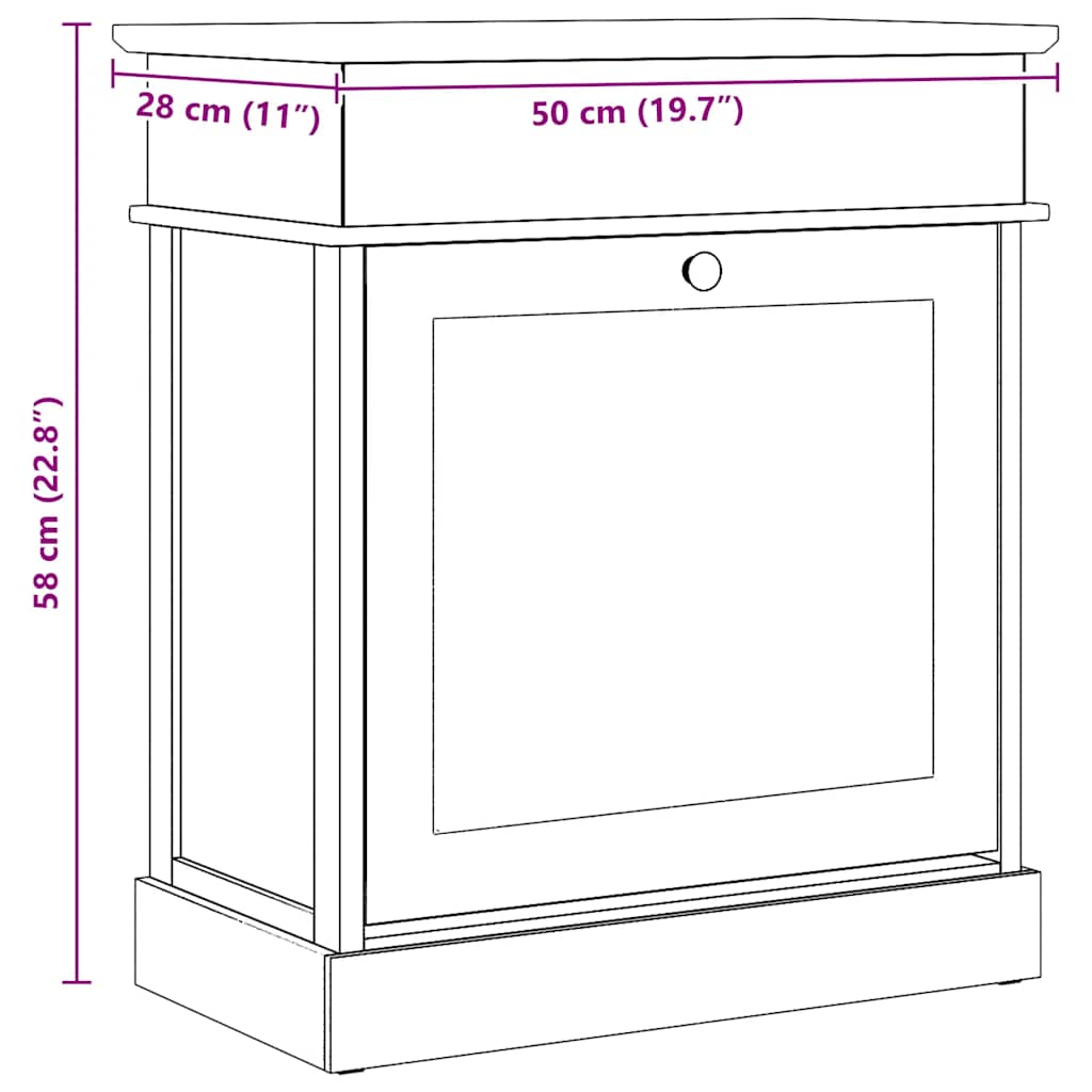 vidaXL Sapateira 50x28x58 cm madeira de paulownia cinzento