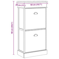 vidaXL Sapateira 50x28x98 cm madeira de paulownia cinzento