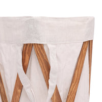 vidaXL Cesto para roupa suja dobrável madeira e tecido creme