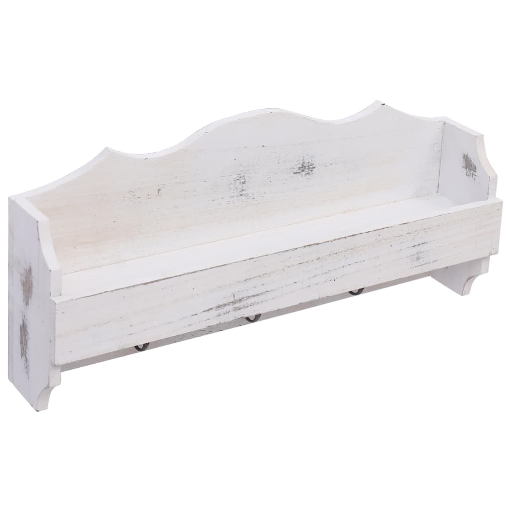 vidaXL Cabide de parede 50x10x23 cm madeira branco