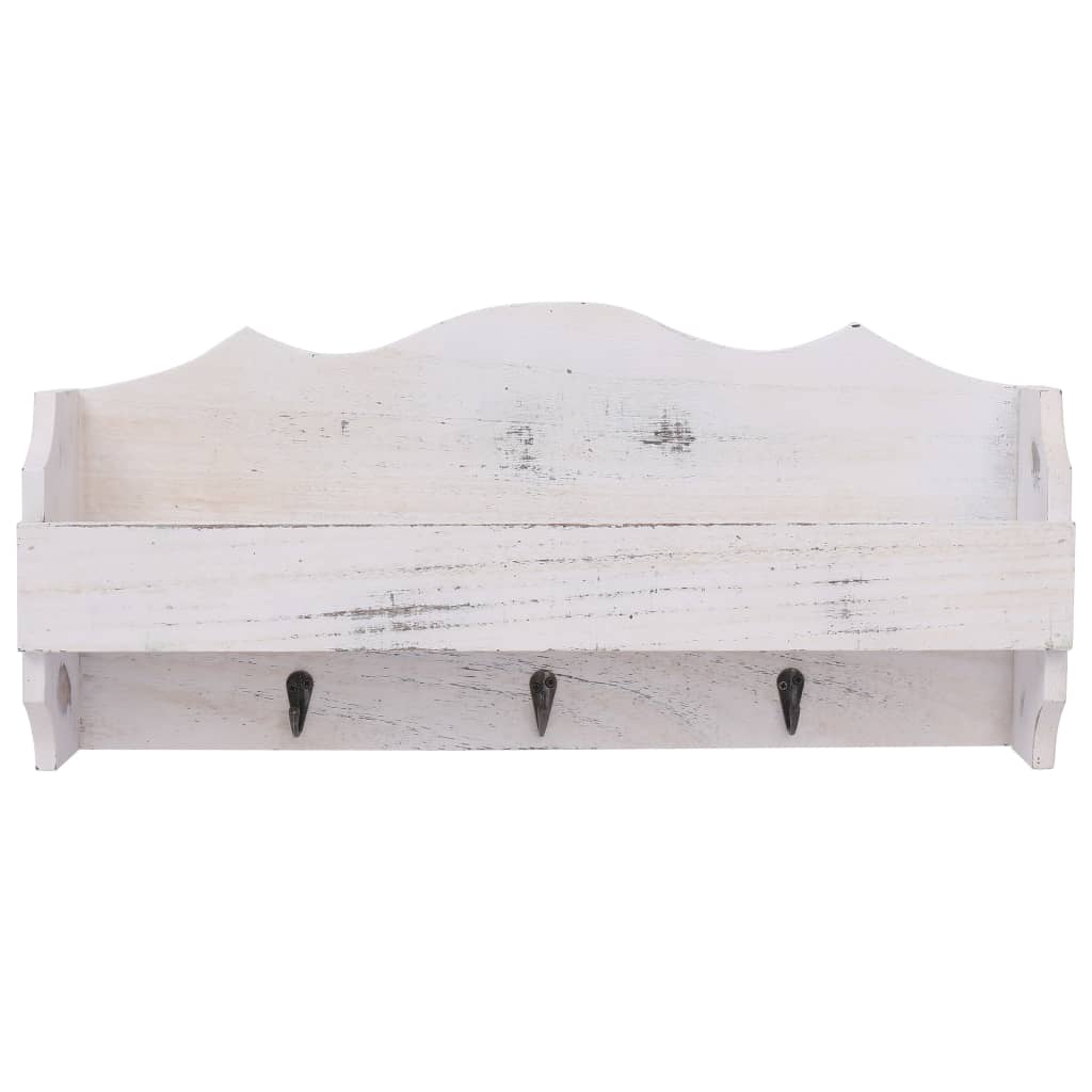 vidaXL Cabide de parede 50x10x23 cm madeira branco