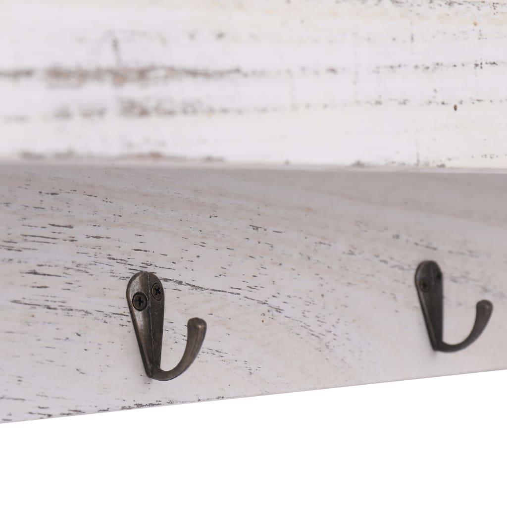 vidaXL Cabide de parede 50x10x23 cm madeira branco