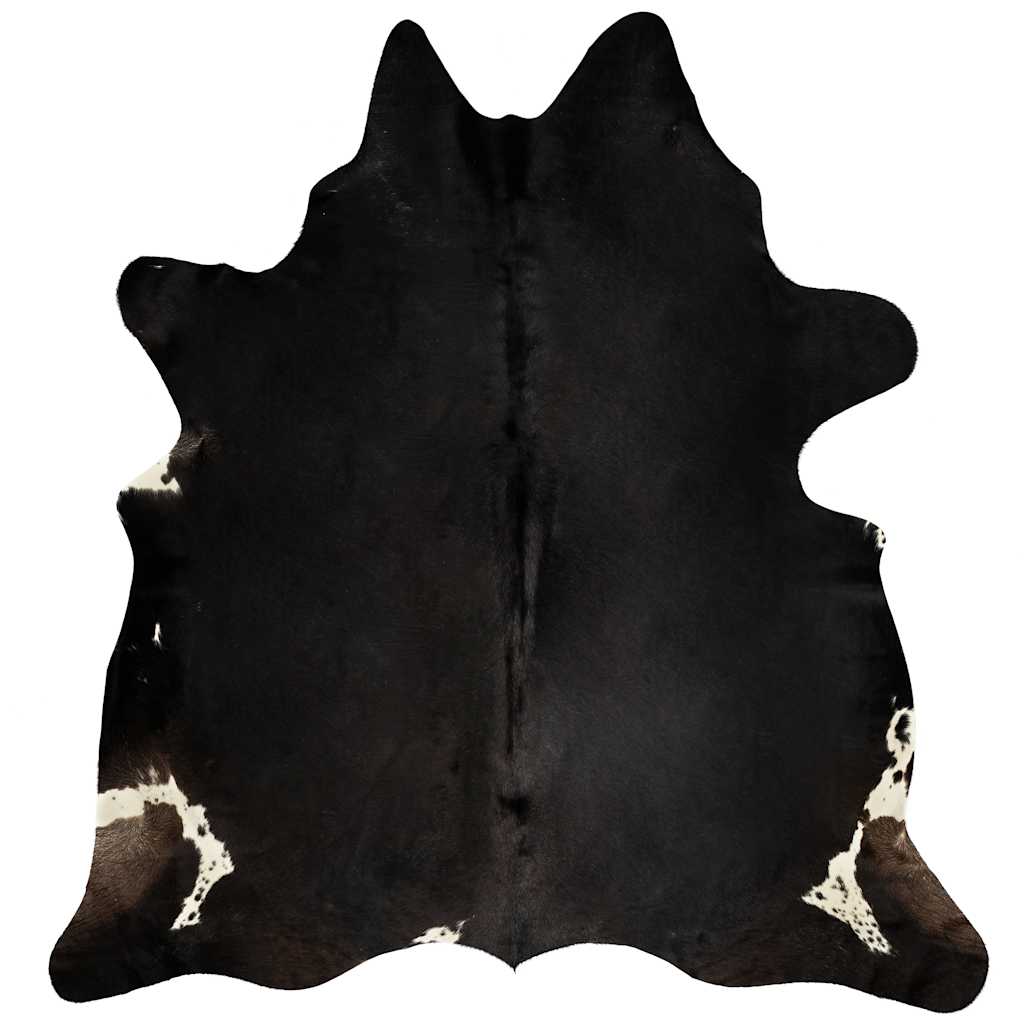 vidaXL Tapete em pele de vaca genuína 150x170 cm preto
