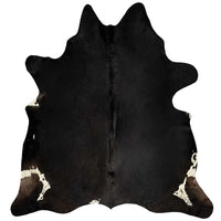 vidaXL Tapete em pele de vaca genuína 150x170 cm preto