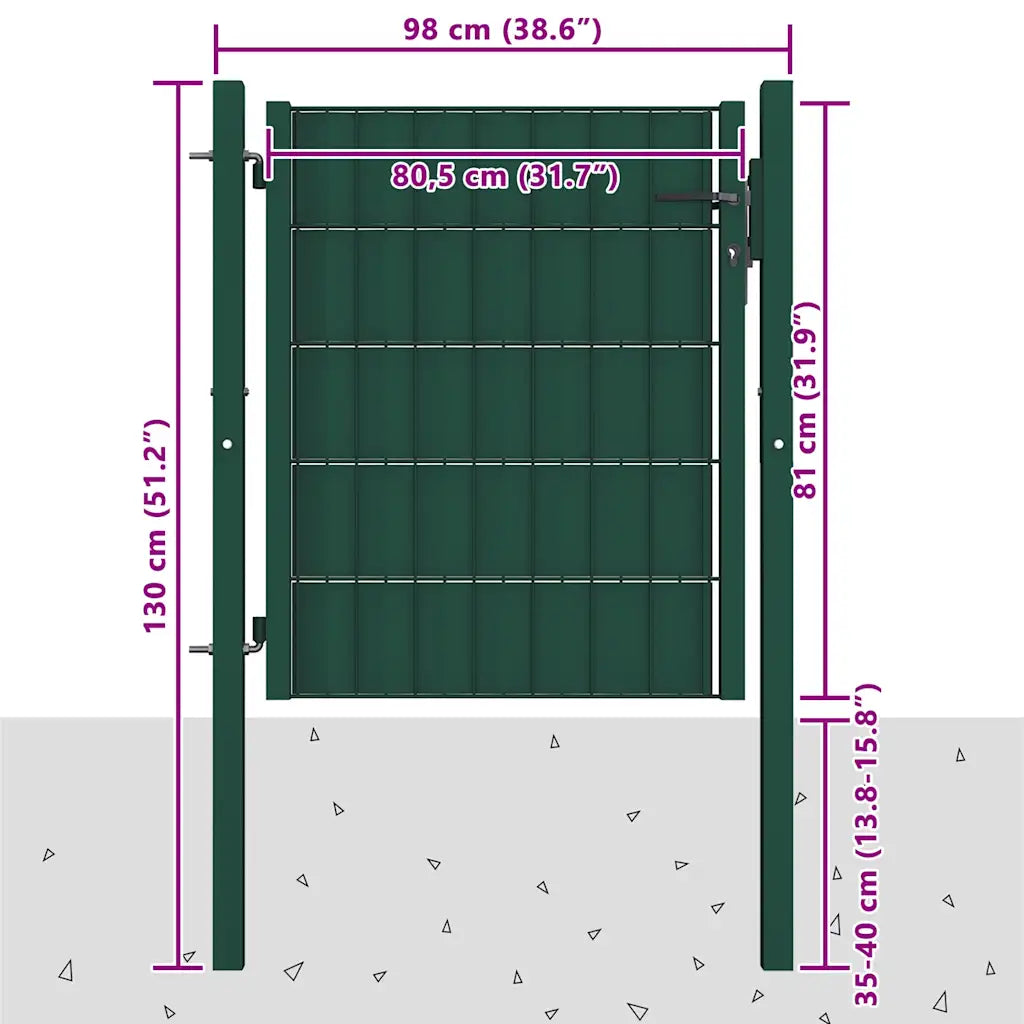 Portão de cerca em PVC e aço 100x81 cm