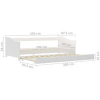 vidaXL Estrutura sofá-cama de puxar madeira de pinho 90x200 cm branco