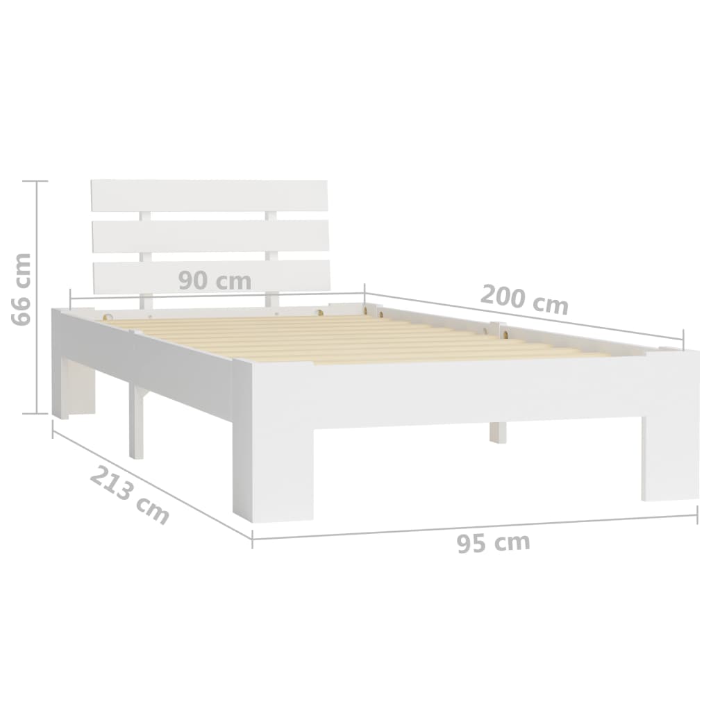 vidaXL Estrutura de cama 90x200 cm pinho maciço branco