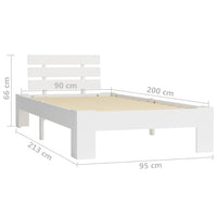vidaXL Estrutura de cama 90x200 cm pinho maciço branco