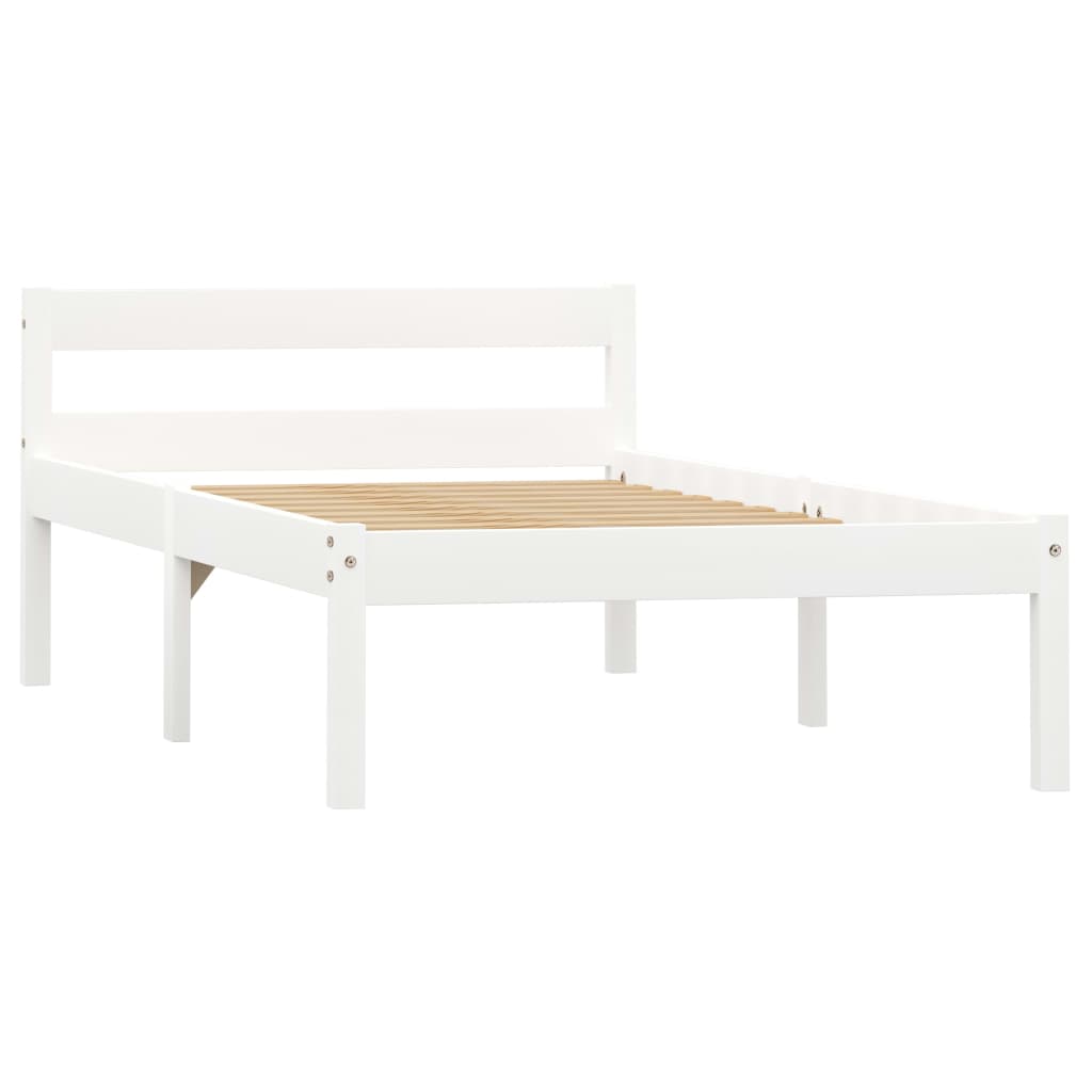 vidaXL Estrutura de cama 90x200 cm madeira pinho maciço branco