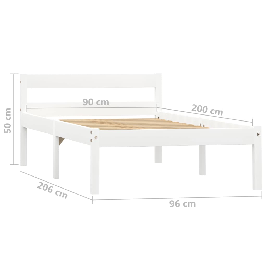 vidaXL Estrutura de cama 90x200 cm madeira pinho maciço branco