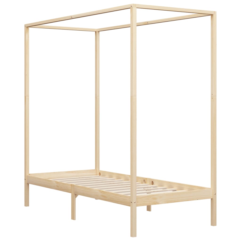 vidaXL Estrutura de cama com toldo 100x200 cm pinho maciço