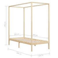 vidaXL Estrutura de cama com toldo 100x200 cm pinho maciço
