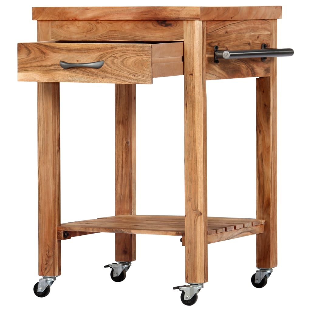 vidaXL Carrinho de cozinha 58x58x89 cm madeira de acácia maciça