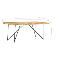 vidaXL Mesa de jantar 180x90x76 cm madeira de mangueira maciça