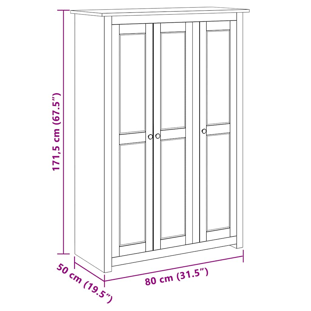 vidaXL Roupeiro com 3 portas 118x50x171,5 cm pinho Panamá