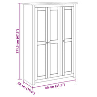 vidaXL Roupeiro com 3 portas 118x50x171,5 cm pinho Panamá