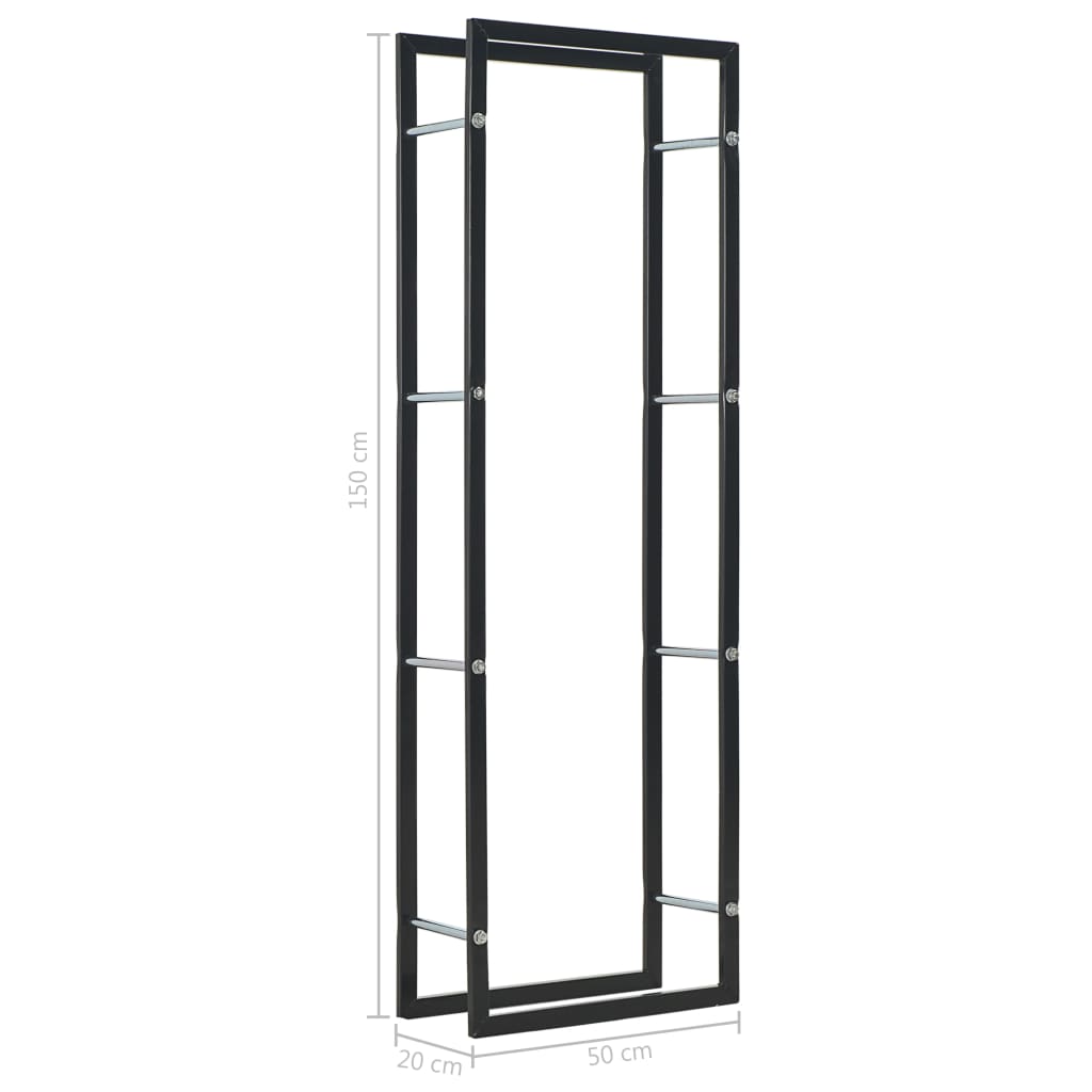 vidaXL Suporte para lenha 50x20x150 cm aço preto