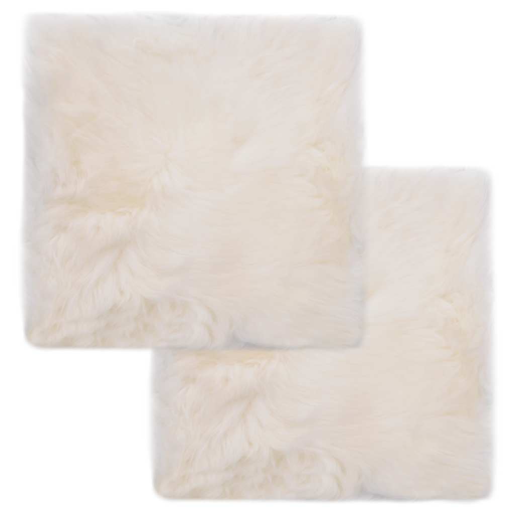 vidaXL Almofadas p/ cadeira 2 pcs 40x40cm pele carneiro genuína branca