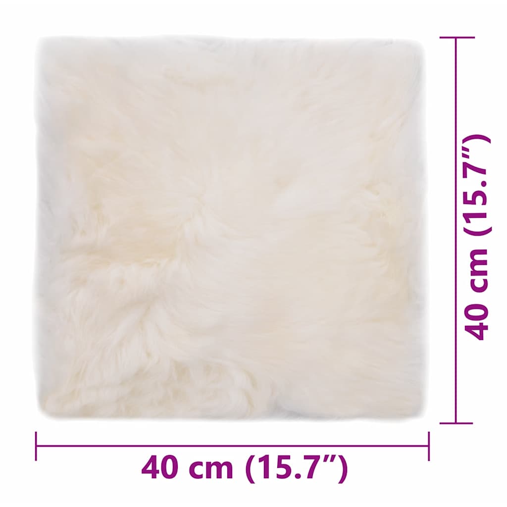 vidaXL Almofadas p/ cadeira 2 pcs 40x40cm pele carneiro genuína branca