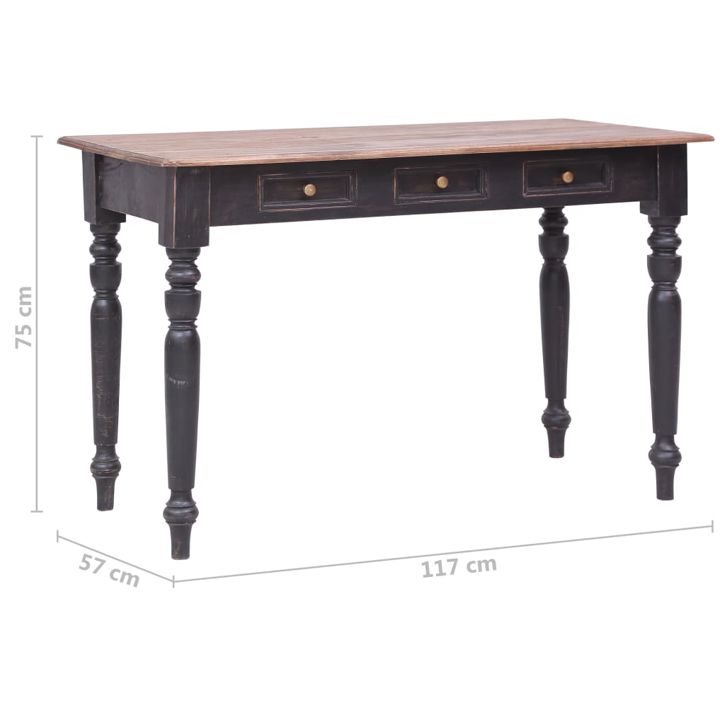 vidaXL Secretária com 3 gavetas 117x57x75 cm madeira de mogno maciça