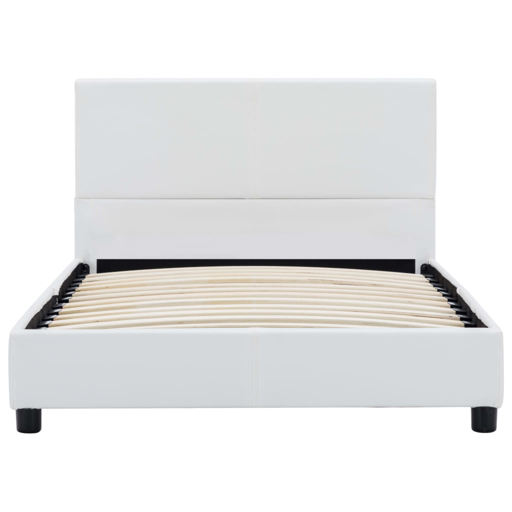 vidaXL Estrutura de cama 90x200 cm couro artificial branco