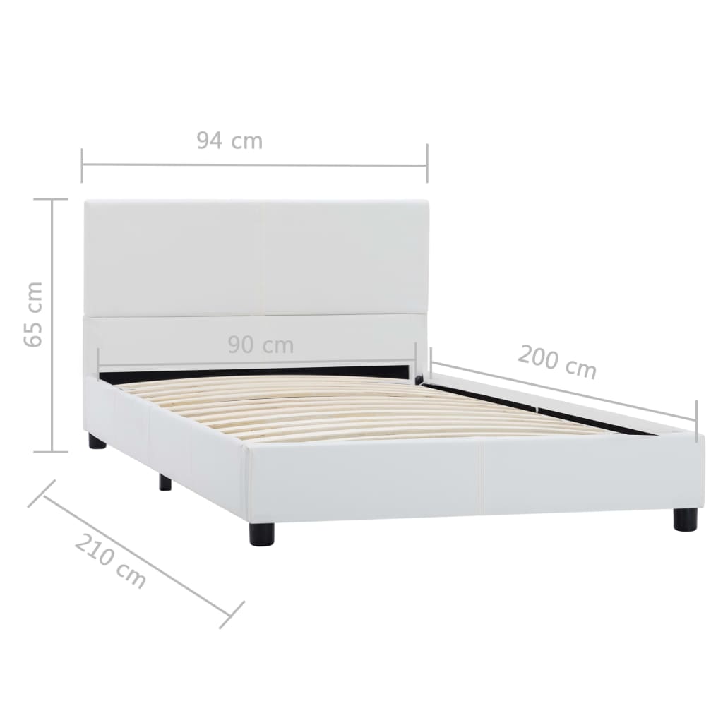 vidaXL Estrutura de cama 90x200 cm couro artificial branco