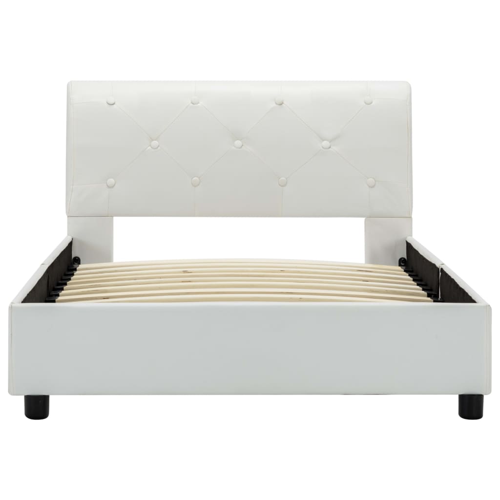 vidaXL Estrutura de cama 90x200 cm couro artificial branco