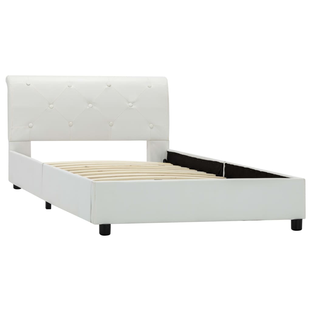 vidaXL Estrutura de cama 90x200 cm couro artificial branco