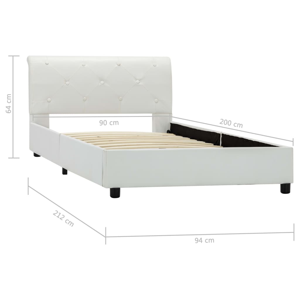 vidaXL Estrutura de cama 90x200 cm couro artificial branco