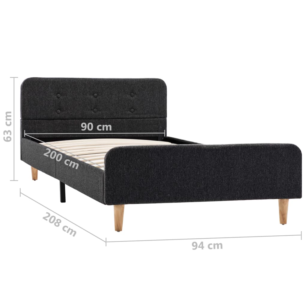 vidaXL Estrutura de cama 90x200 cm serapilheira cinzento-escuro