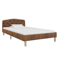 vidaXL Estrutura de cama 90x200 cm camurça artificial castanho