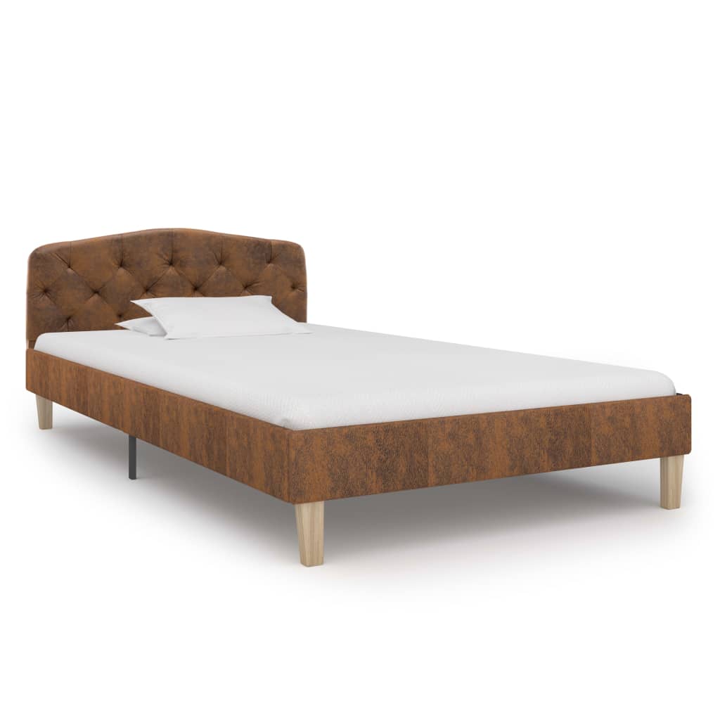 vidaXL Estrutura de cama 90x200 cm camurça artificial castanho