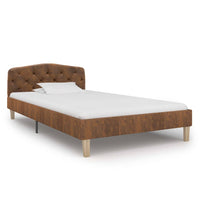 vidaXL Estrutura de cama 90x200 cm camurça artificial castanho