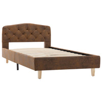 vidaXL Estrutura de cama 90x200 cm camurça artificial castanho