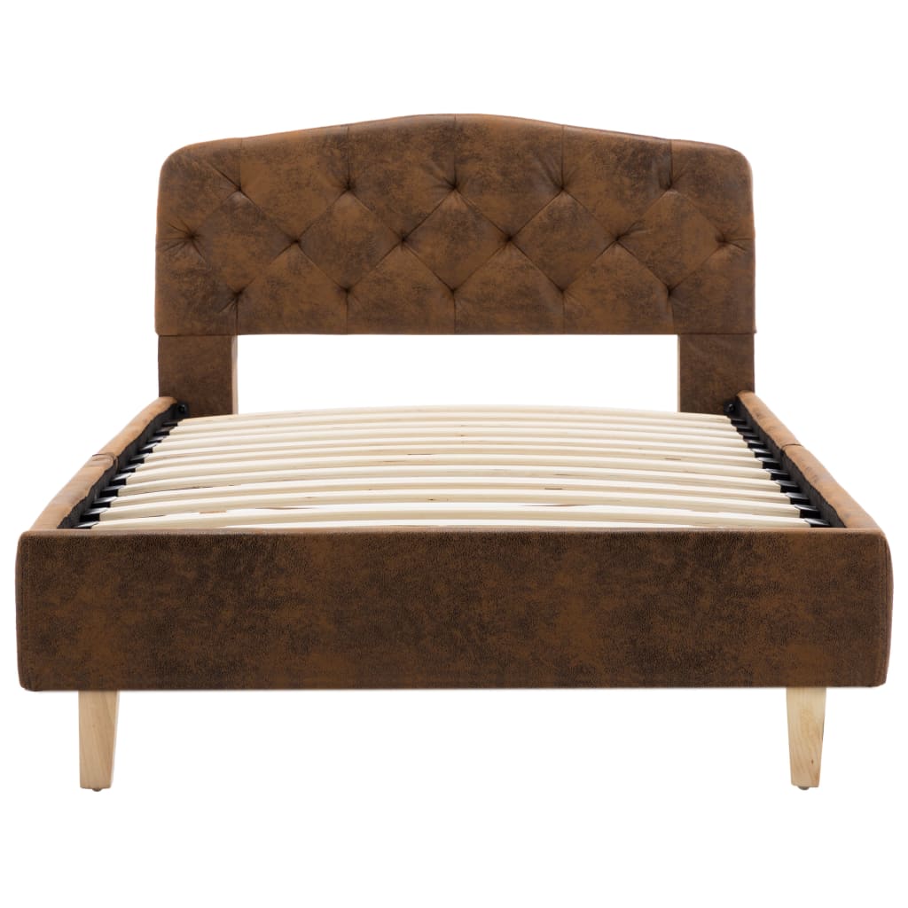 vidaXL Estrutura de cama 90x200 cm camurça artificial castanho
