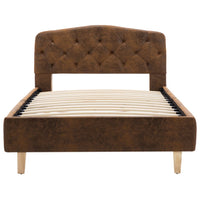 vidaXL Estrutura de cama 90x200 cm camurça artificial castanho