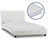vidaXL Cama + colchão espuma memória 90x200 cm couro artificial branco