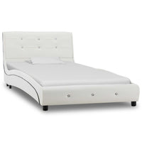 vidaXL Cama + colchão espuma memória 90x200 cm couro artificial branco