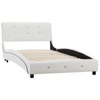 vidaXL Cama com colchão 90x200 cm couro artificial branco