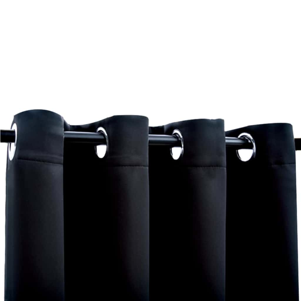 vidaXL Cortinas blackout com argolas em metal 2 pcs 140x175 cm preto