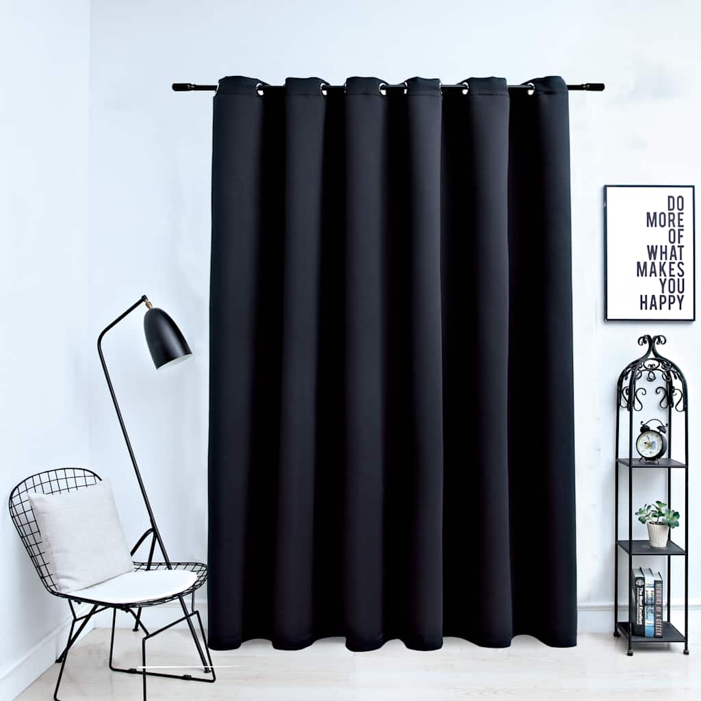 vidaXL Cortina blackout com argolas em metal 290x245 cm preto